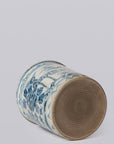 Rustic Peacock Blue and White Porcelain Cachepot