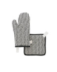 Quilted Linen Oven Mitt + Potholder Set, Navy