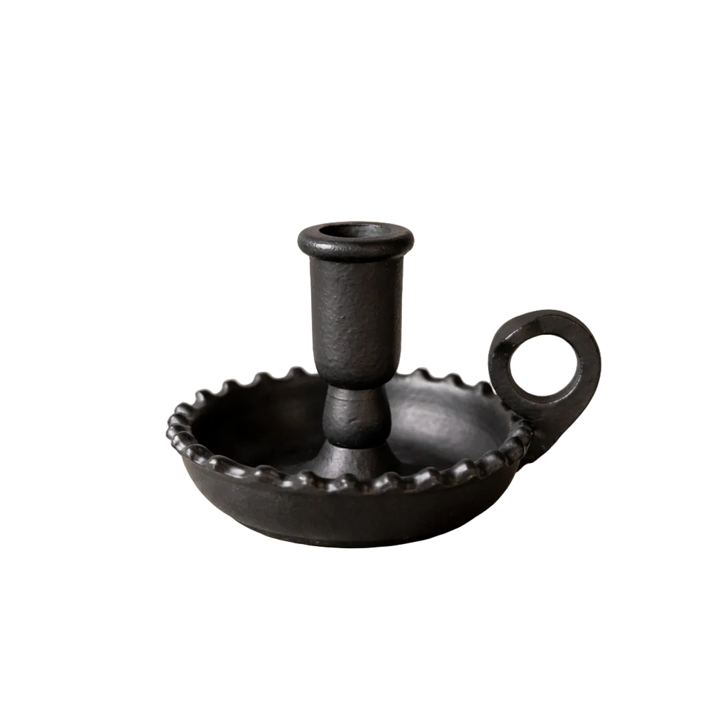 Scalloped Black Candle Holder