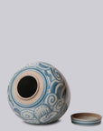 Curlicue Blue and White Porcelain Storage Jar