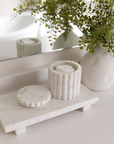 Fluted Jar Canister White Marble