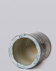Rustic Peacock Blue and White Porcelain Cachepot