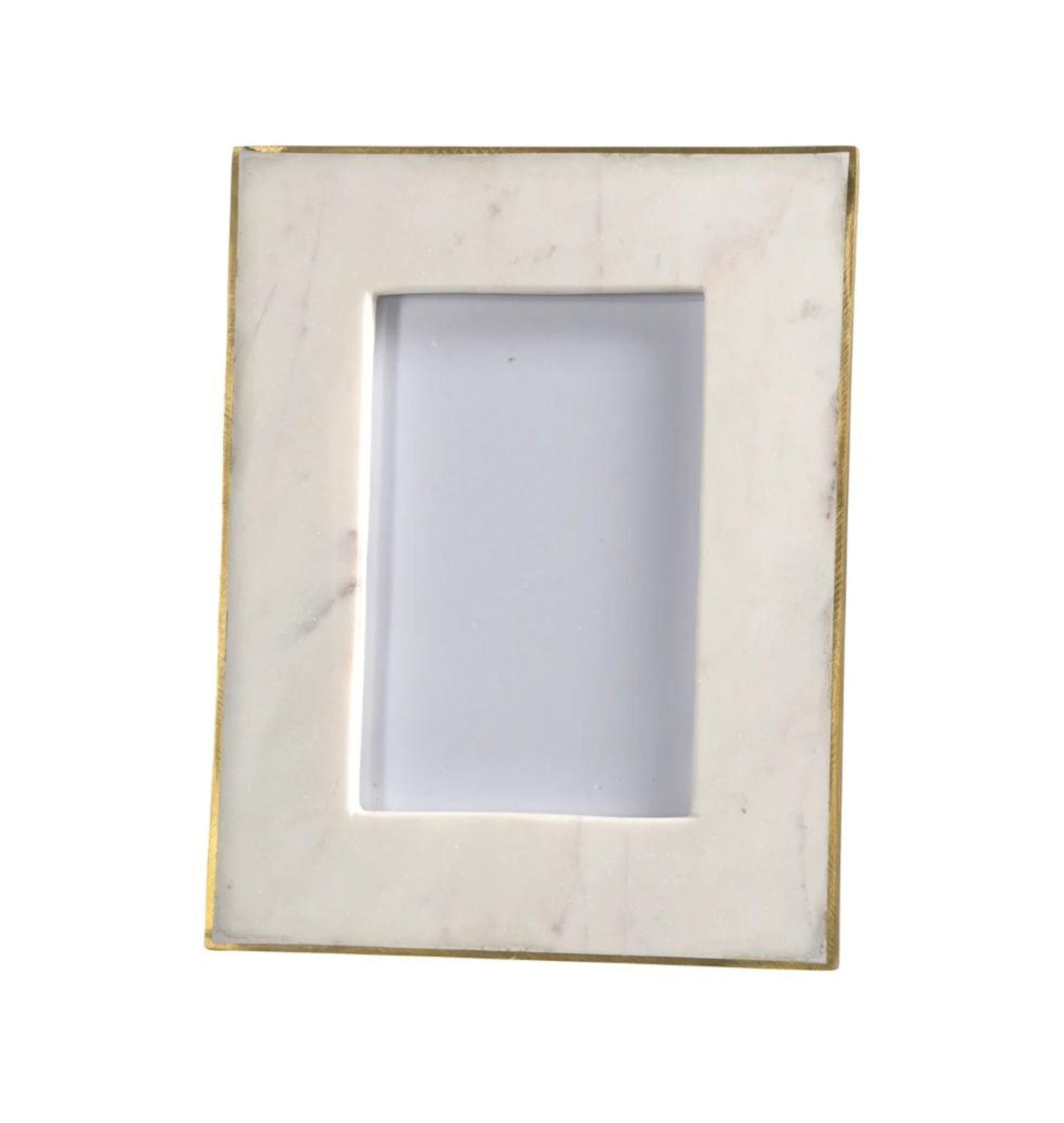 White Marble Frame with Brass Edge