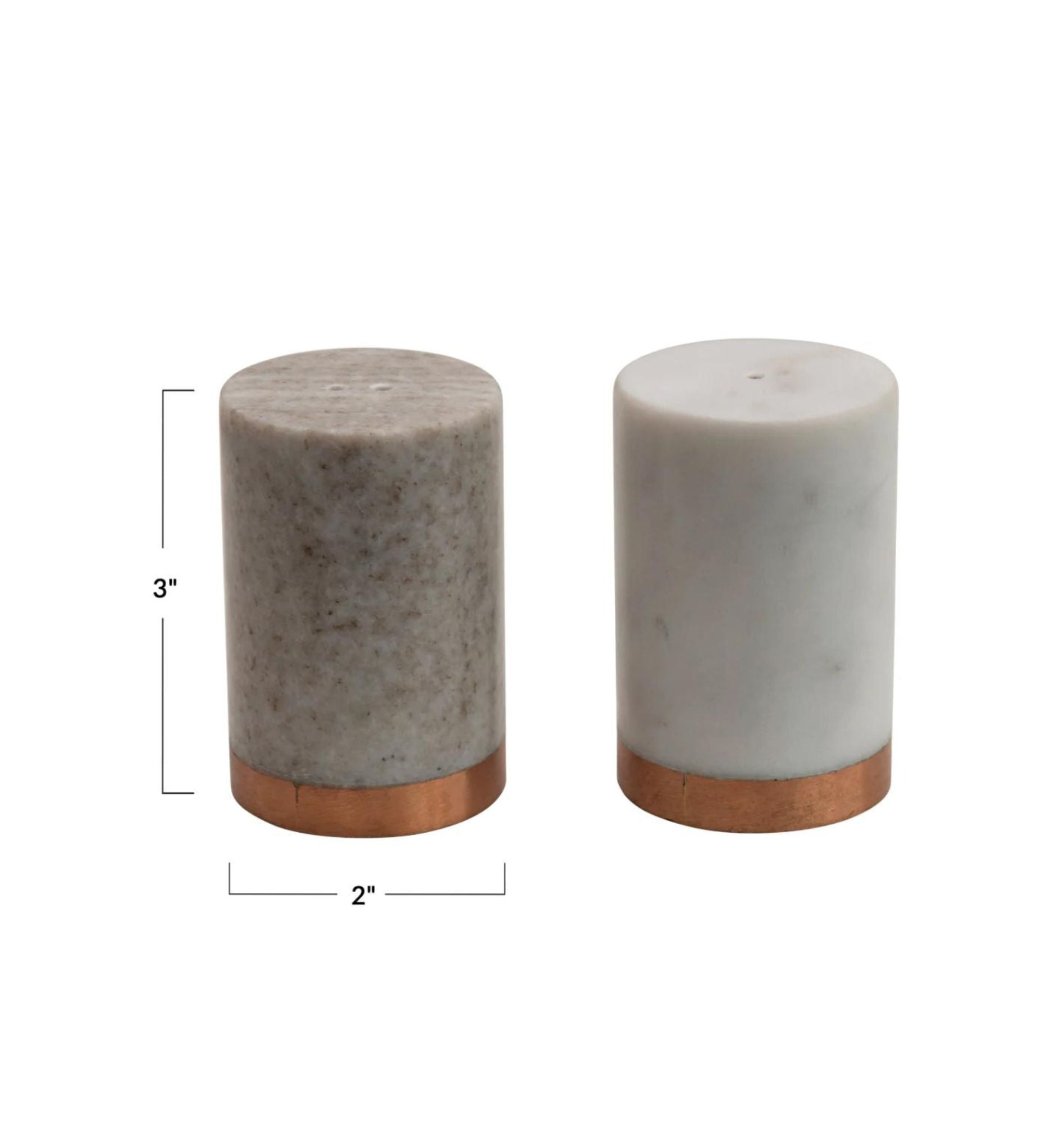 Salt and Pepper Set, Marble with Copper Base